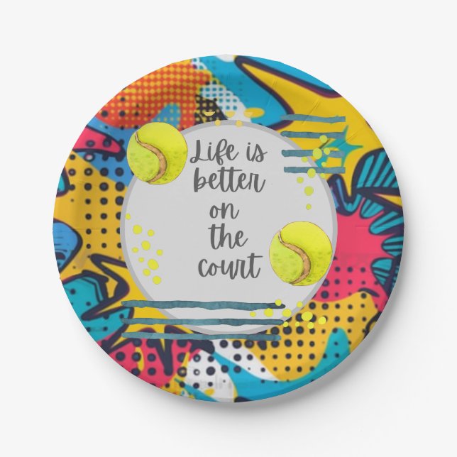 Tennis Life ist besser auf dem Platz Pappteller (Vorderseite)
