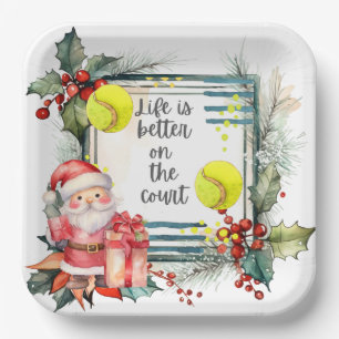 Tennis Life ist besser auf dem Platz Weihnachts-Pa Pappteller