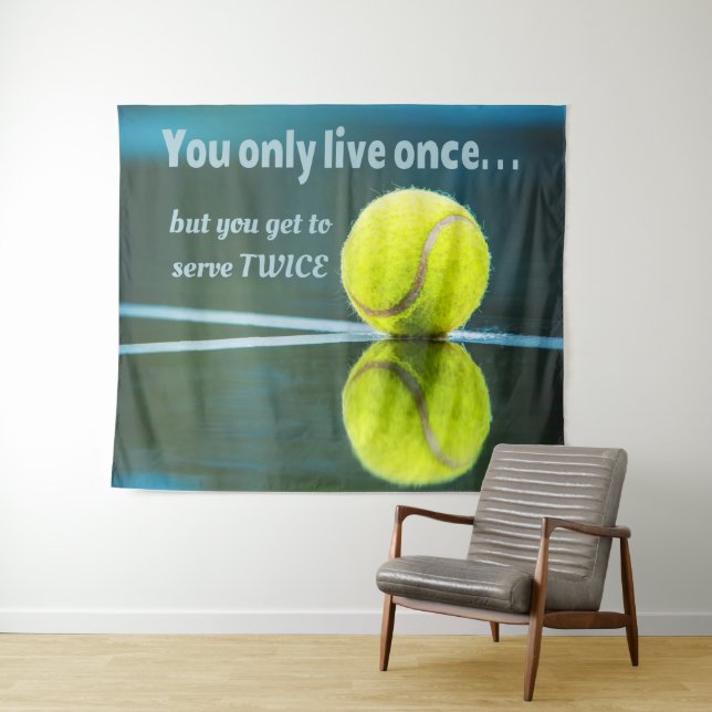 Tennis live einmal zweimal, Tennis Ball, Court Wandteppich (Beispiel (Horizontal))