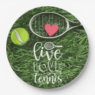 Tennis Live Liebe Tennis mit Ball und Schläger Pappteller