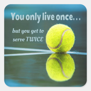 Tennis live zweimal, Tennis Ball, Court Quadratischer Aufkleber