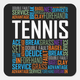Tennis Lover Words T Shirt Geschenk für Spieler un Quadratischer Aufkleber