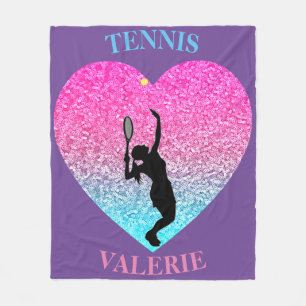 Tennis Mädchen Fleece-Decke mit personalisiertem N Fleecedecke