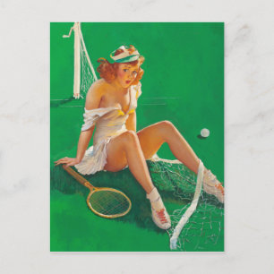 Tennis Mädchen Pin Up Postkarte