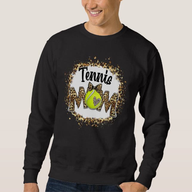 Tennis Mama Leopard gebleicht Mama Mama Muttertag Sweatshirt (Vorderseite)
