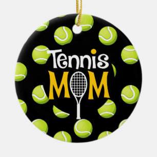 Tennis-Mama mit Tennisball Keramik Ornament