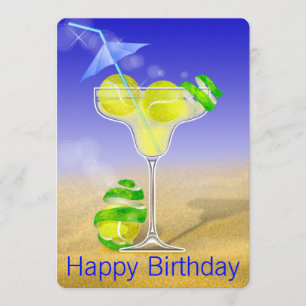 Tennis-Margarita-Geburtstags-Party Einladung