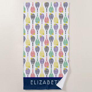 Tennis-Mehrfarbiger Personalisierter Name oder Mon Strandtuch