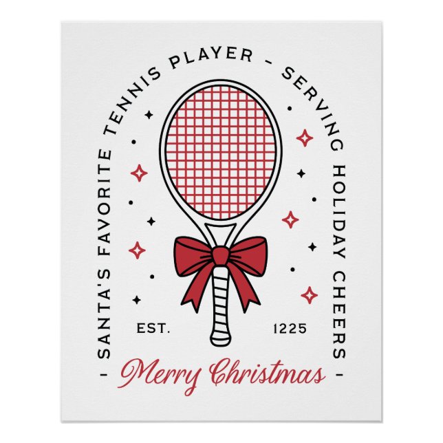 Tennis merry Christmas funny wishes red aesthetic Poster (Vorderseite)