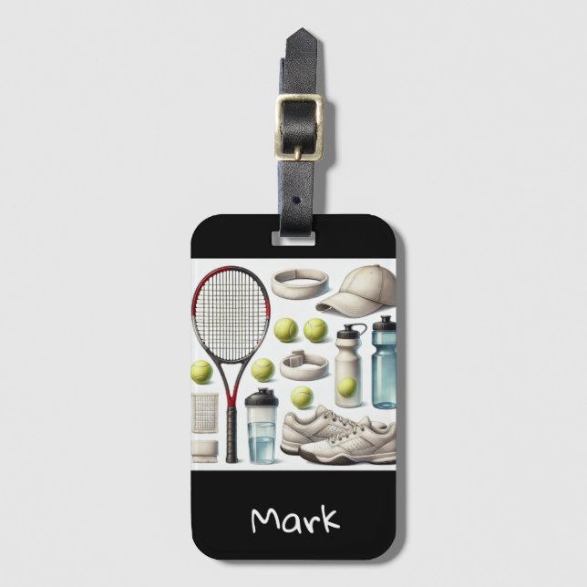 Tennis mit dem Namen Gepäckträger-Tag Gepäckanhänger (Vorderseite Vertikal)