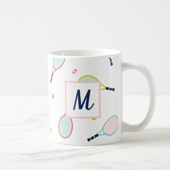 Tennis Mit Monogramm Sports Personalisiert Kaffeetasse (Rechts)