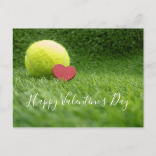 Tennis mit rotem Herzen für den Valentinstag Postkarte
