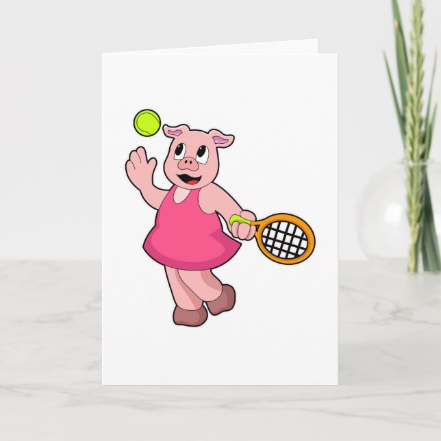 Tennis mit Tennisschläger Karte (Vorderseite)