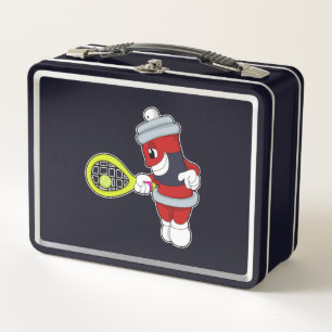 Tennis mit Tennisschläger Metall Brotdose