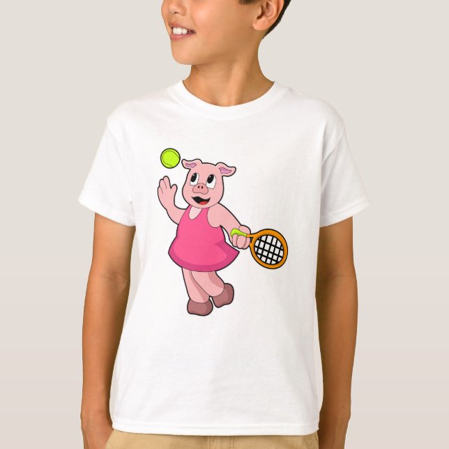 Tennis mit Tennisschläger T-Shirt (Vorderseite)