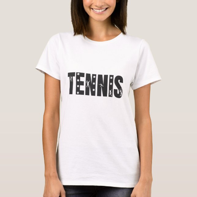 Tennis Modern Typografy Text Player Coach Einfach T-Shirt (Vorderseite)