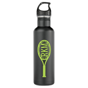 Tennis Monogram Yellow Black Personalisiert Edelstahlflasche
