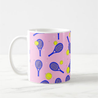 Tennis Nahtloses Muster - Blaues Racket und Ball Kaffeetasse