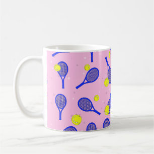 Tennis nahtloses Muster - blaues Schläger und Ball Kaffeetasse