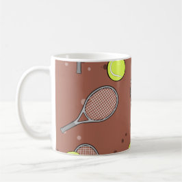 Tennis Nahtloses Muster - Racket und Ball auf Brow Kaffeetasse