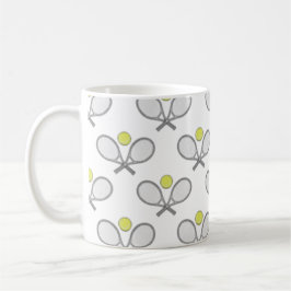 Tennis Nahtloses Muster - Racket und Ball auf Weiß Kaffeetasse