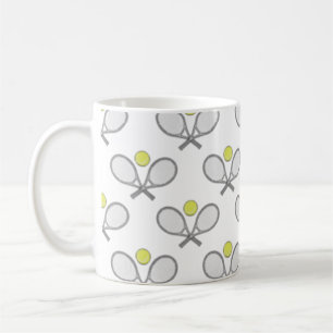 Tennis Nahtloses Muster - Racket und Ball auf Weiß Kaffeetasse