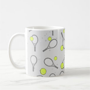 Tennis Nahtloses Muster - Schläger und Ball auf Gr Kaffeetasse