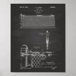 Tennis Netz 1934 Patent Kunst Kreidetafel Poster