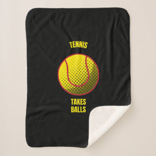 Tennis nimmt Bälle mit lustigen Tennisball-Sporta Sherpadecke
