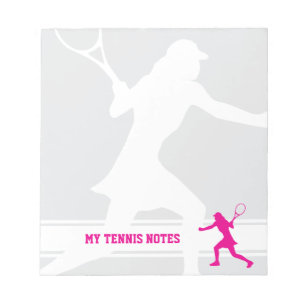 Tennis-Notizblock mit Silhouette einer weiblichen Notizblock