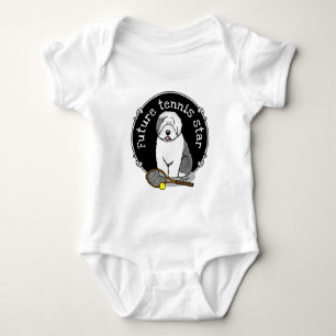 Tennis Old English Sheepdog (Grau 1) Hund Niedlich Baby Strampler