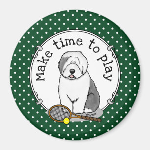 Tennis Old English Sheepdog (Grau 1) Hund Niedlich Magnet