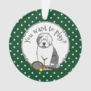 Tennis Old English Sheepdog (Grau 1) Hund Niedlich Ornament