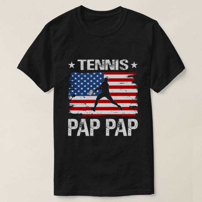 Tennis PAP PAP USA Flag Vatertag T-Shirt (Design vorne)