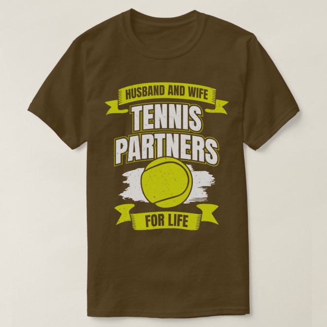Tennis-Partner für Ehefrau und Hus T-Shirt (Design vorne)