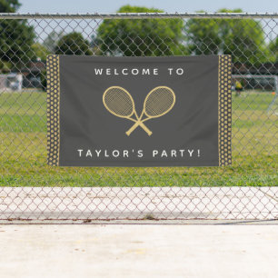 Tennis Party Chic Gold und Grau Custom Banner