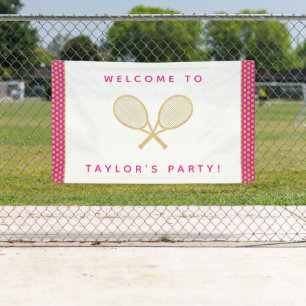 Tennis Party Chic Gold und Pink Custom Banner