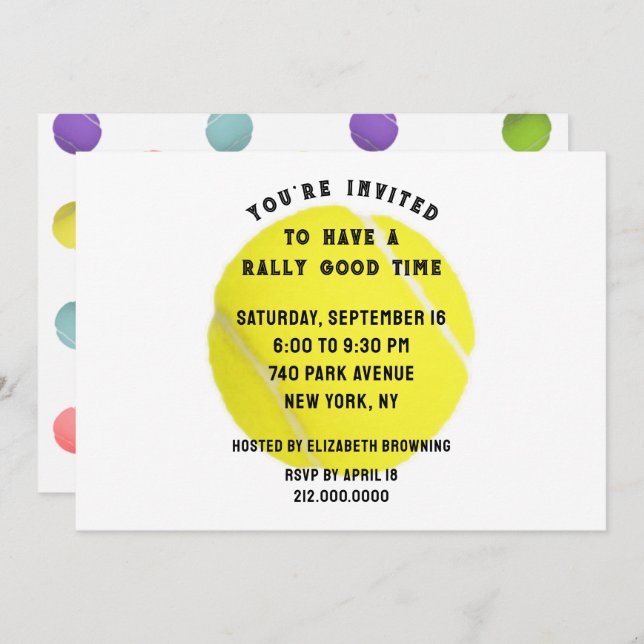 Tennis-Party Einladung (Vorne/Hinten)