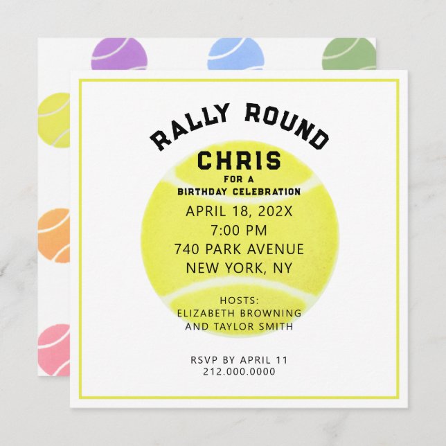 Tennis-Party Einladung (Vorne/Hinten)