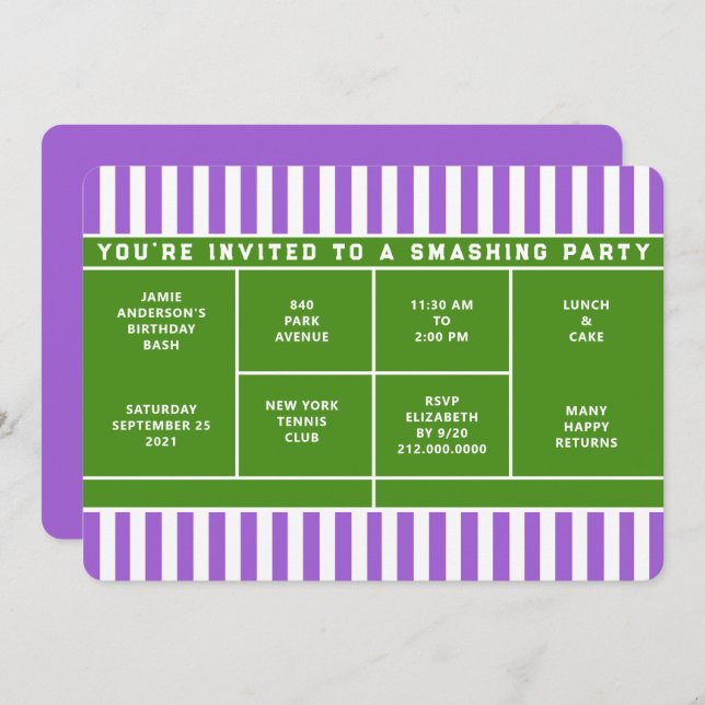 Tennis-Party Einladung (Vorne/Hinten)