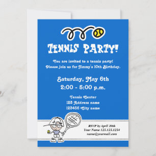 Tennis-Party Einladungen zum Geburtstag eines Jung
