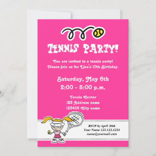 Tennis-Party Einladungen zum Geburtstag von Mädche