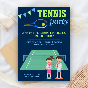 Tennis Party Kinder Sport Geburtstagseinladung Einladung