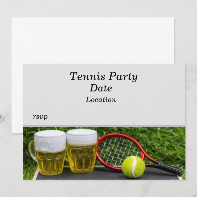 Tennis-Party mit Ballett und Bier Einladung (Vorne/Hinten)