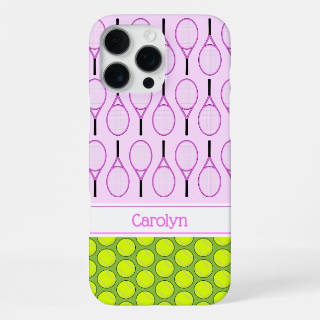 Tennis pattern custom name pink green iPhone hülle (Rückseite)