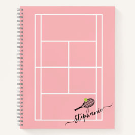 Tennis Personalisiert Girly Script Monogram Notizbuch