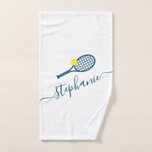 Tennis Personalisiert Name Script Monogram Blue Handtuch