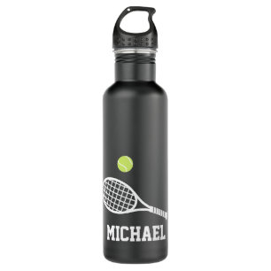 Tennis Personalisiert Name White Black Edelstahlflasche