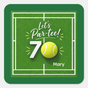 Tennis Personalisierter 70. Geburtstag Tennisparty Quadratischer Aufkleber