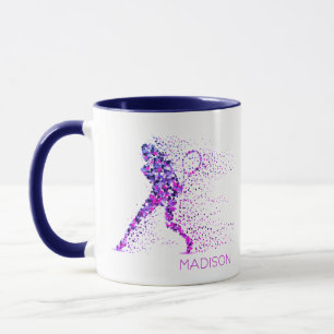 Tennis Pink Pixels Personalisierter Name Tasse
